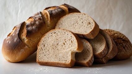 Aufkleber - Gluten-free bread loaf with slices on a neutral background