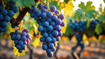 Aufkleber - Centered bunch of grapes showcasing juicy, ripe fruit with a textured background.