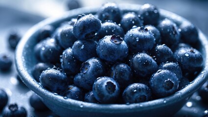 Poster - Juicy wild berries including blueberries and bilberries in a bowl emphasizing natural superfood qualities for health
