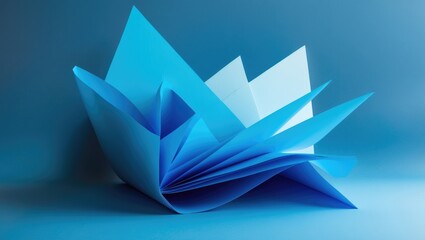 Poster - Elegant blue paper surface with a smooth matte texture, delicate shadows, and a vibrant pastel color palette.