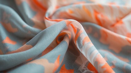 Aufkleber - Contemporary abstract fabric art showcasing smooth, elegant textures with vibrant color flow and subtle pastel hues on a soft background.