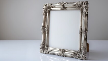Poster - An old-fashioned silver frame set on a white background