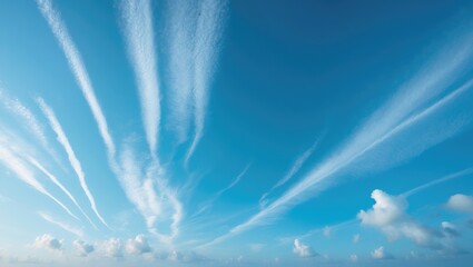 Aufkleber - Clear blue background featuring fluffy white clouds, showcasing the lively sky