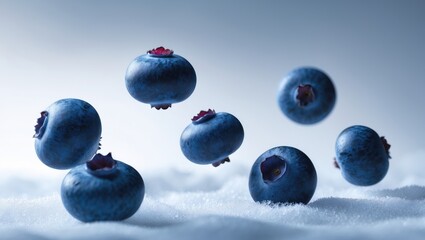 Aufkleber - High-resolution image of raw blueberries seemingly floating in the air, representing a creative food levitation idea.