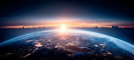 Wall Mural - sunrise over earth from space