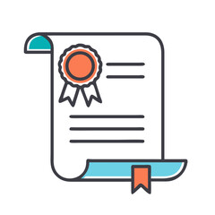 Poster - Scroll with Ribbon Seal Icon Representing Certified Document or Official Certificate