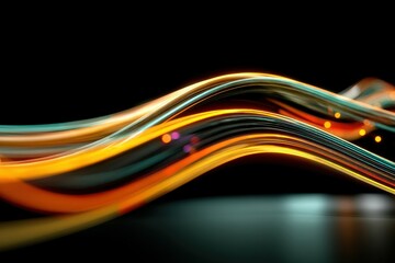 Fototapete - Abstract colorful light waves on dark background for creative designs