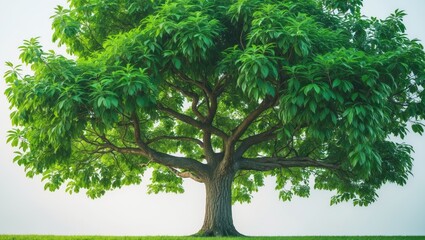 Aufkleber - Isolated green tree with branch details on a white background emphasizing nature and growth