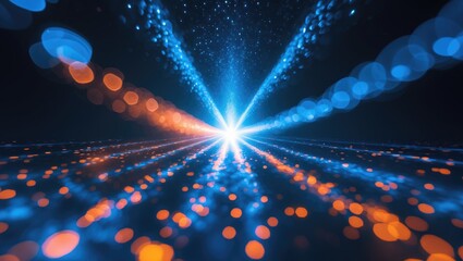 Poster - Vivid Blue and White lens flare glowing pattern in the background