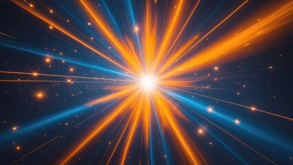 Poster - Concept image of travel across bright lights set against an abstract science fiction futuristic background with lens flare