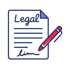 Fototapete - Signed Legal Contract Icon Representing Official Agreement and Legal Binding