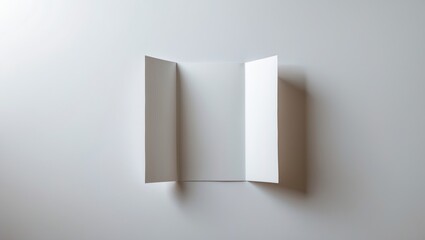 Poster - Blank three-panel paper layout folded on background seen from above