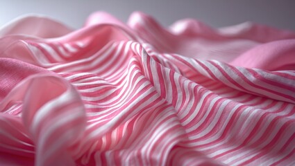 Poster - Soft pink fabric with fluid wave-inspired designs and layered aesthetic