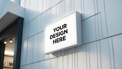 Poster - Wall mockup featuring a blank sign for branding.