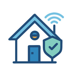 Poster - Smart Home with Checkmark Icon Representing Secure Living and Protection