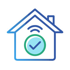 Poster - Smart Home with Checkmark Icon Representing Secure Living and Protection