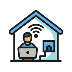 Aufkleber - Smart Home with Person Icon Representing Home Automation and Personalized Living