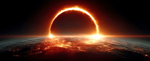 Wall Mural - apocalyptic solar eclipse over earth