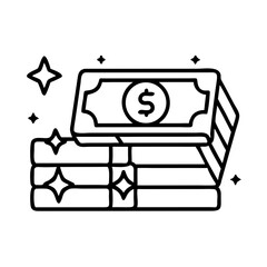 Poster - Stack of Money with Sparkle Icon Representing Celebrity Wealth and Financial Success
