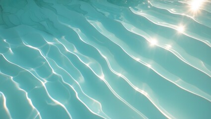 light blue pool floor with sun glare, ripple patterns, and clear water reflection, ideal for wallpap