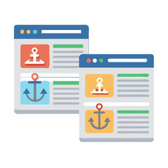 Aufkleber - Two Web Pages with Anchor Icon Representing Anchor Links and Website Navigation