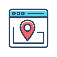 Fototapete - Webpage with Location Pin Icon Representing Local SEO and Geographic Targeting