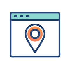 Fototapete - Webpage with Location Pin Icon Representing Local SEO and Geographic Targeting