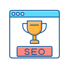 Fototapete - Webpage with Trophy Icon Representing SEO Ranking and Search Engine Achievement