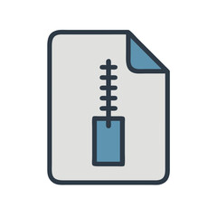 Poster - Zippered Document Icon Representing Compressed File and Data Archiving