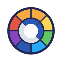 Poster - Circular Color Wheel Icon Representing Color Theory and Hue Relationships