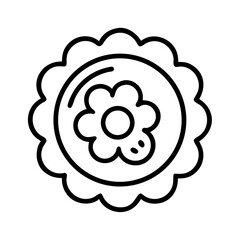 Poster - Circular Rosette Icon with Bubble-Like Petals Representing Decorative Floral Ornament