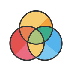 Poster - Color Circle Overlap Icon Representing Color Harmony and Visual Balance