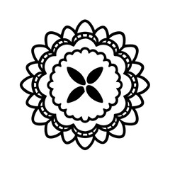 Poster - Floral Rosette Icon with Decorative Inner Pattern Representing Ornamental Design and Symmetry