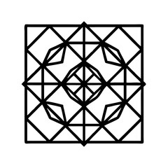 Poster - Geometric Tile Ornament Icon with Diamond Pattern Representing Decorative Surface Design