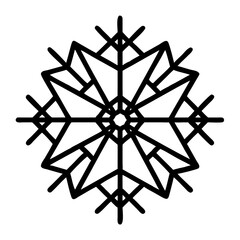 Poster - Geometric Snowflake-Like Mandala Icon with Central Line Representing Symmetry and Decorative Balance