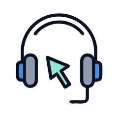 Leinwandbilder - Headphones with Cursor Icon Representing Audio Interaction and Voice Control