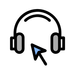 Leinwandbilder - Headphones with Cursor Icon Representing Audio Interaction and Voice Control