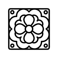 Poster - Ornamental Petal Tile Icon with Rounded Corners Representing Decorative Floral Pattern