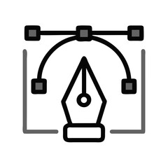 Poster - Pen Tool Interface Icon Representing Vector Path Editing and Anchor Point Control