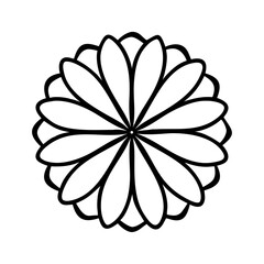 Poster - Radial Floral Design Icon with Petal Overlap Pattern Representing Decorative Symmetry