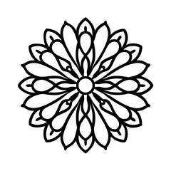 Poster - Radial Floral Design Icon with Petal Overlap Pattern Representing Decorative Symmetry
