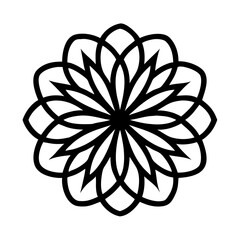 Poster - Radial Floral Design Icon with Petal Overlap Pattern Representing Decorative Symmetry