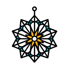 Poster - Starburst Flower Ornament Icon with Layered Geometry Representing Decorative Floral Design