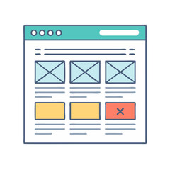 Poster - Web Layout with Wireframes Icon Representing UX Planning and Interface Design