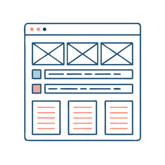 Poster - Web Layout with Wireframes Icon Representing UX Planning and Interface Design