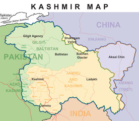  Kashmir Political Maps with Cities Name