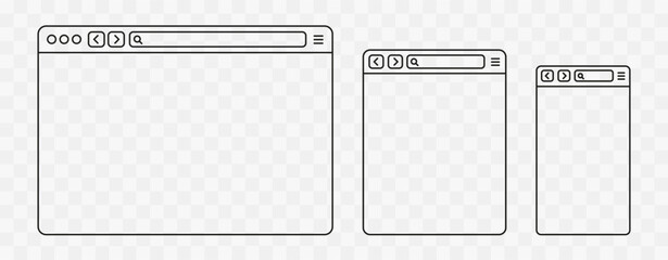 browser window web elements. design template with browser window for mobile device design. browser i