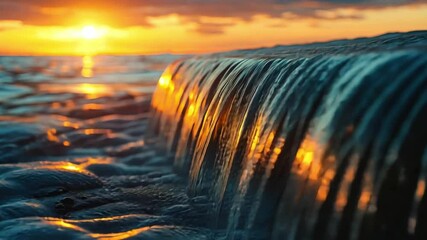 Wall Mural - immerse yourself in the calming beauty of ocean waves at sunset. this footage is perfect for relaxat