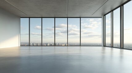 Aufkleber - Empty modern office space with city view