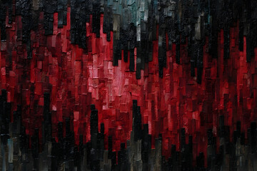 Poster - Vibrant, textured abstract artwork with deep reds and blacks.